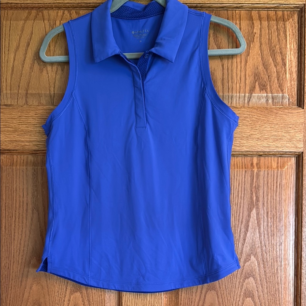 Athleta Blue Sleeveless Polo Tank Top